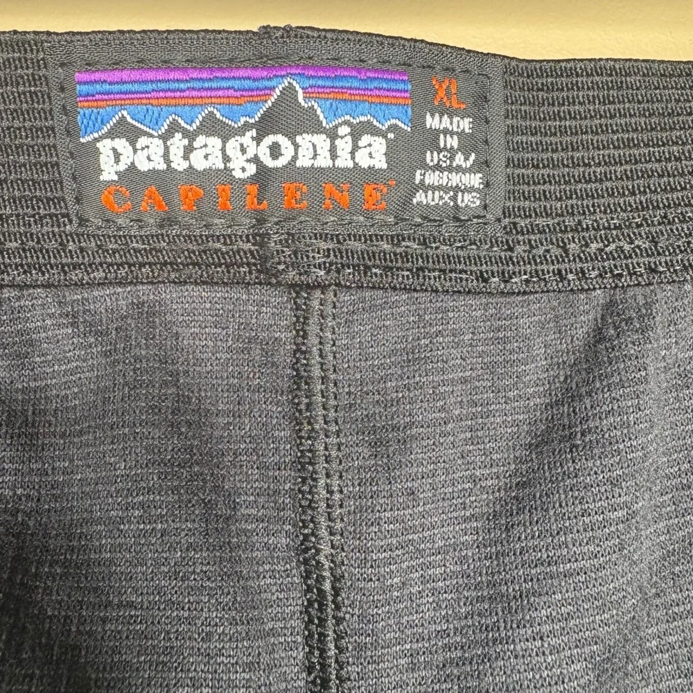 Patagonia Capilene Mens XL Black Base Layer Thermal Pants‎ Made in USA